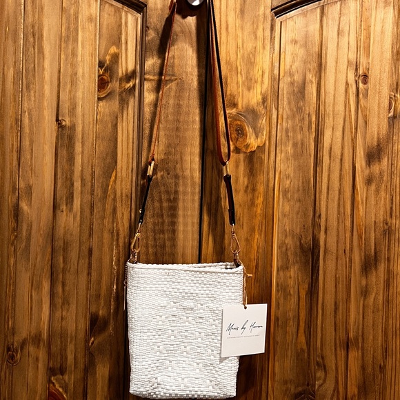 Mavis by Herrera Milano White Woven Crossbody Bag. NWT - Picture 1 of 5